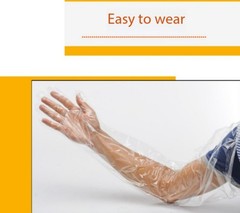 50PCS Disposable Film Gloves Long Arm Veterinary Examination Farm Vet Glove