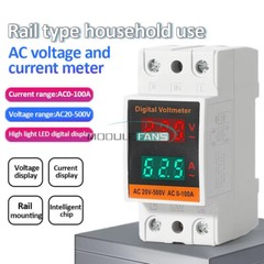 AC 50-500V 100A Din Rail Single-phase Digital Voltage LCD Voltage Current Meter-