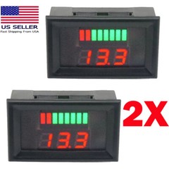2Pc 12-60V Red Marine Motorcycle Digital Voltmeter Voltage Meter Battery Gauge