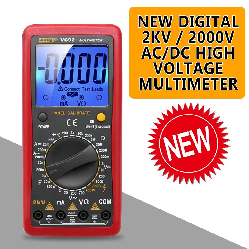 Excellent Digital 2000V AC/DC High Voltage Multimeter Voltmeter Tester 2022 NEW