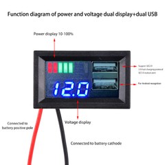 Lead Acid LiFePO4 Lithium Battery Capacity Indicator USB Charger Voltage Meter