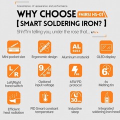HS01 Portable Soldering Iron PD 65W with Adjustable Temperature and PID Control