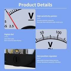 Circular Analog Voltmeter DC AC Panel Meter 1V 5V 10 50 100 300 500 800V Pointer