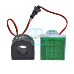 3 in 1 Green LED Digital Voltage Current Meter Indicator 22mm AC60-500V 0-100A-