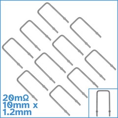 10pcs 20 Milliohm 10mm x 1.2mm Shunt Resistor Plug In Constantan Wire 0.020 Ohm