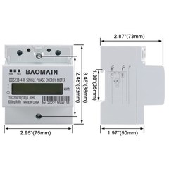 Single-Phase 3-Wire DIN Rail kWh Meter 110V/220V AC Energy Monitor 10A LCD Displ