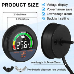 2 Set 12V 24V 48V 60V 84V Battery Monitor with Alarm LCD Digital Display Golf Ca