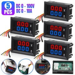 DC 100V 10A LED Digital Voltmeter Ammeter Dual Volt Amp Meter Voltage Gauge 5Pcs
