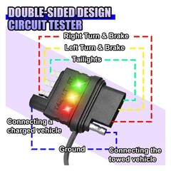 4-Way Flat Trailer Wiring Tester, 4-Pin Double End Male & Female Plug Trailer…