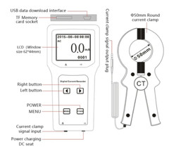 Digital Current Recorder Logger Clamp Ammeter AC 0.0mA～1000A Jaw Size 50mm