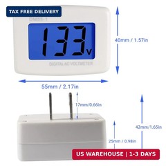 Aobao 2pcs Plug in Volt Meter, Flat US Plug AC 80-300V LCD Digital Voltmeter Vol