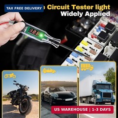 Enhanced Automotive Test Light, 3V-48V Digital Fuse Tester with Automatic Bidire