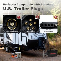 Trailer Light Tester Box with 12V 12AH Battery,Remote Control Function,With 7-Wa