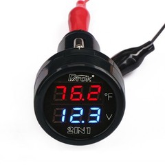 Digital Temperature Voltmeter – 10-170°F Dual Display for Car Motorcycle 12V/24V