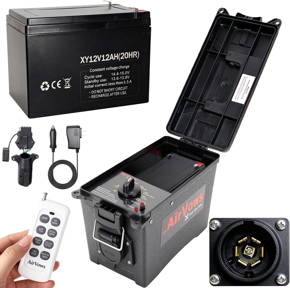 Trailer Light Tester Box with 12V 12AH Battery,Remote Control Function,With 7-Wa