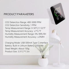 3-in-1 Air Quality Monitor CO2 Temp Moisture 400-5000PPM Carbon Dioxide Detector
