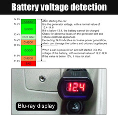 Car LED Digital Voltmeter, DC 12V 24V Cigarette Lighter Voltage Meter, Digital B