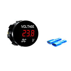DC5V-48V round Waterproof Voltmeter Motorboat Motorcycle Car LED Panel Digital V