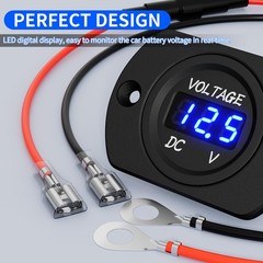 Battery Voltage Meter Waterproof DC 12V 24V LED Voltmeter Panel 12 Volt 24 Vo…