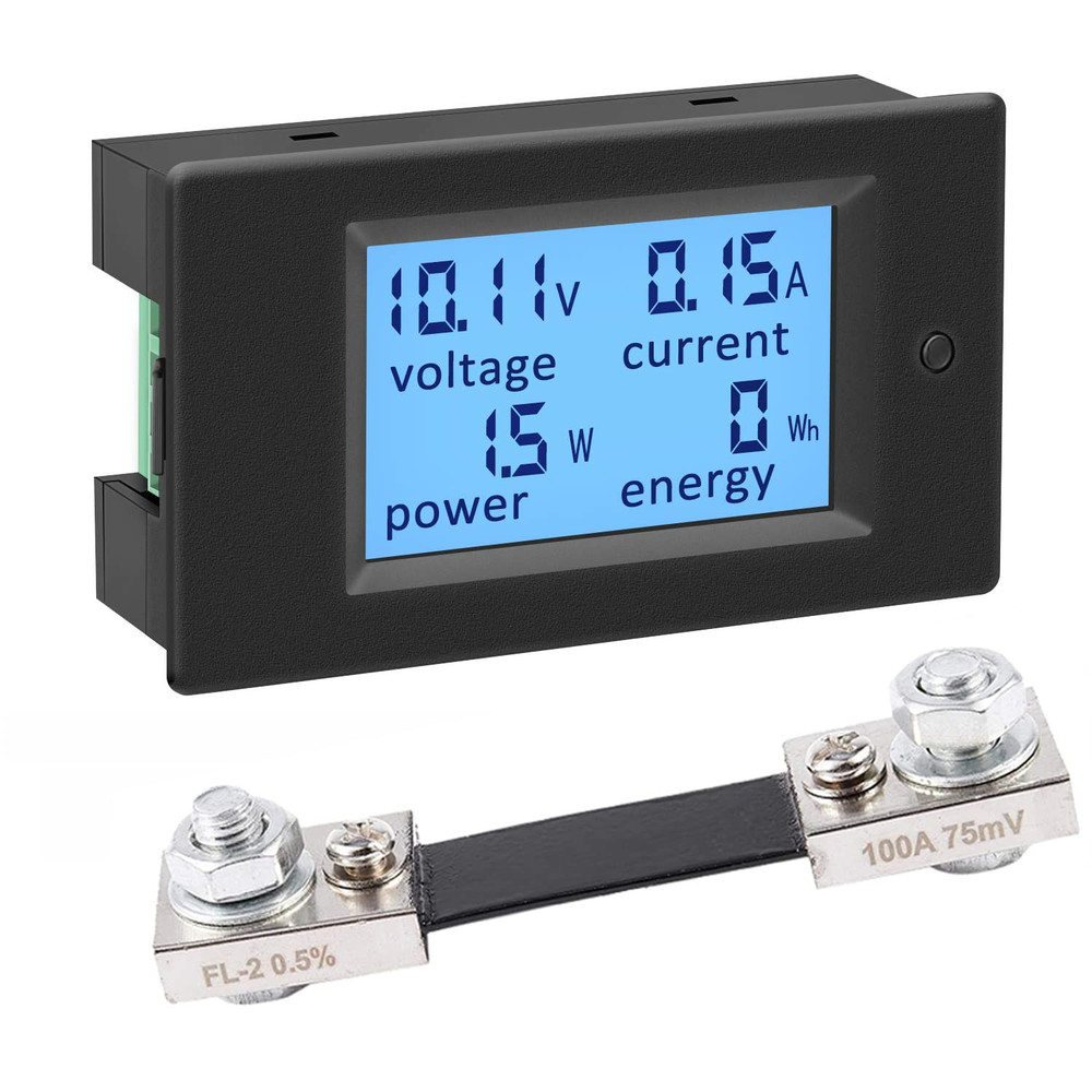 Digital Ammeter Voltmeter DC Voltage Current Power Energy Meter 6.5V~100V with 1