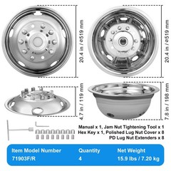 19.5-inch 10 Lug Wheel Simulators, 304 Stainless Steel Wheel Simulator Kit with