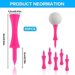60 Piece Pink Golf Tees Plastic Driver Golf Tees Set, 60 x 12mm Golf Accessories…