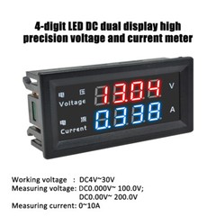 M4430 DC 0-100V 10A Voltmeter Ammeter Amp Dual-Digital Meter Gauge Blue+Red LED