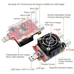 35w USB Tester Load Adjustable Constant Current Qc2.0/3.0 Battery Voltmeter