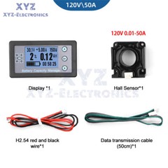 DC8-120V Digital Voltmeter Ammeter Battery Capacity Indicator Hall Coulomb Meter