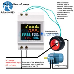 AC250-450V Voltage Current Power Frequency Factor Meter Counter External CT 100A