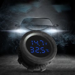 Waterproof Digital Voltmeter Temperature Gauge for Car Motorcycle 12V 24V