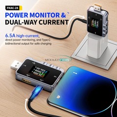 FNIRSI FNAC-28 2 IN 1 Type-C USB Tester 6.5A Digital Voltmeter Ammeter Meter