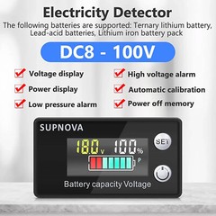 2x12v 24v 36v 48v 60v 72v Battery Monitor,Car Golf cart Battery Indicator Mete3c