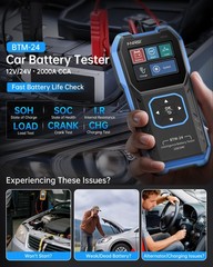 FNIRSI BTM24 Car Battery Tester 12V 24V, 02000 CCA Automotive Alternator Test…