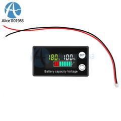 6133A Digital Battery Capacity indictor DC8-100V LCD Voltmeter Alarm Temperature