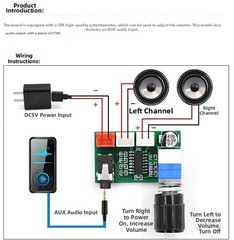Compact PAM8403 Digital Audio Board 3.7 x 2.1cm Green PCB with Volume Knob