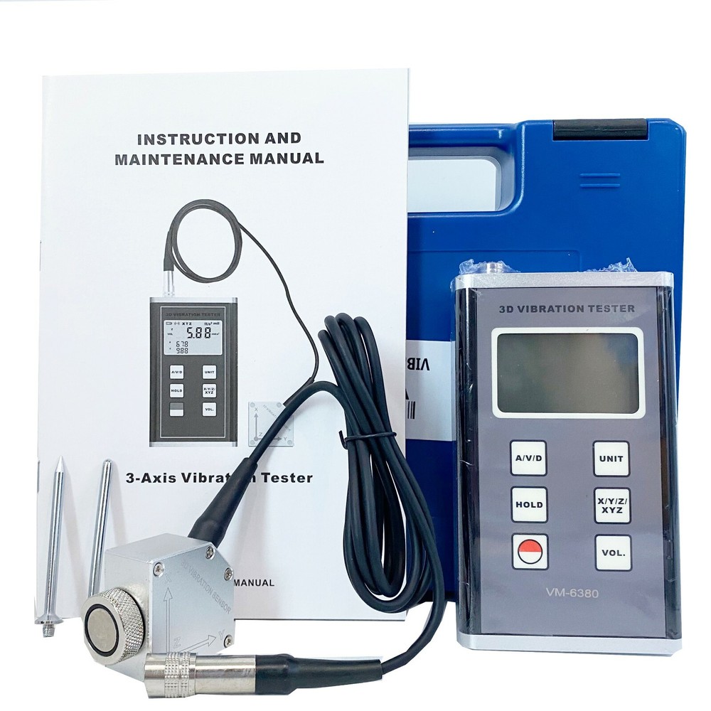 Vibration Meter Tester Vibromer with 3-Axis Vibration Data Logger Accelerometer