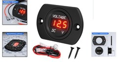 Compact Waterproof Voltage Gauge 12V/24V – Easy Installation for Trucks & RVs