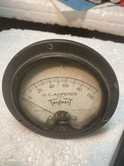 Three Vintage Electrical Instrument Meter Guages DC Amperes Volts Steampunk