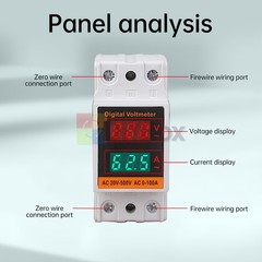 10PCS AC 50-500V 100A Din Rail 1-phase Digital Voltage LCD Voltage Current Meter