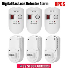 6PC Digital Gas Leak Detector Alarm Sensor Propane Butane Methane Natural Catch
