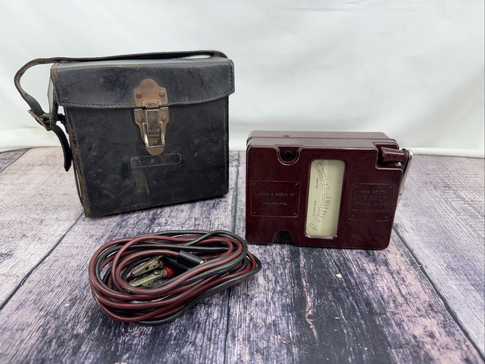 VINTAGE JAMES G. BIBBLE MEGGER INSULATION TESTER MIDGET TYPE W/Original Case