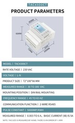 3 Phase DIN Rail Energy Meter Electric Consumption Meter with 3x KCT24 100-400A