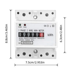 Electric Meter, Single Phase 4P LED DIN-Rail Electricity Power Consumption Wa…