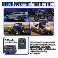 Car Battery Voltage Meter 12V 24V DC Waterproof LED Digital Monitor Gauge
