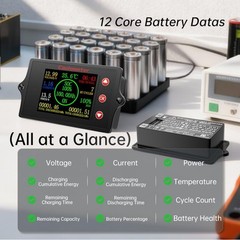 RQG New 200A Battery Monitor with Shunt,8-100V 2 Inch Color Screen black