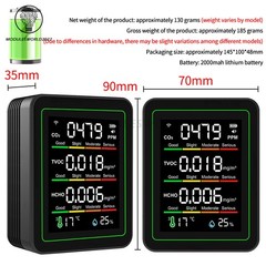 Tuya 5-in-1 WiFi Air Quality Monitor Formaldehyde CO2 TVOC Temp Humidity Tester