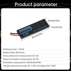 LED Battery Level Indicator Acid Lithium Battery Capacity Indicator Voltmeter