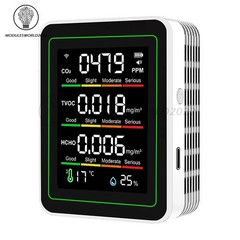 Tuya 5-in-1 WiFi Air Quality Monitor Formaldehyde CO2 TVOC Temp Humidity Tester