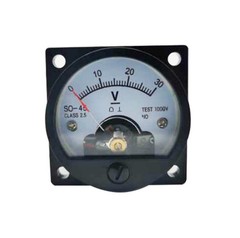 Analog Dial Panel Meter Voltmeter Gauge SO-45 DC 0-30V Round Black Volts